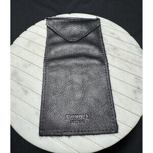 Shinola Detroit Black Leather Watch Or Glasses Travel Case 3x6”